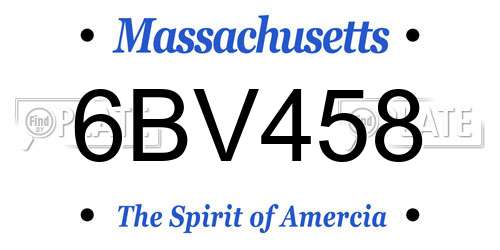 6BV458 Massachusetts License Plate