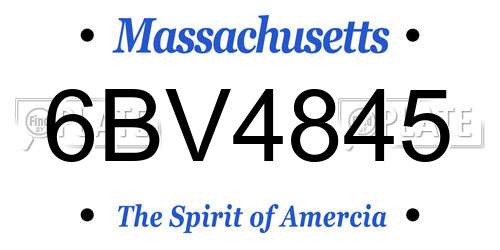 6BV4845 Massachusetts License Plate