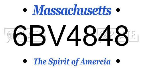 6BV4848 Massachusetts License Plate