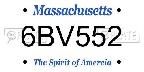 6BV552 Massachusetts License Plate