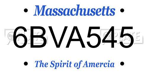 6BVA545 Massachusetts License Plate