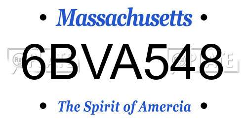 6BVA548 Massachusetts License Plate