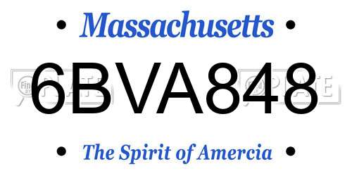 6BVA848 Massachusetts License Plate