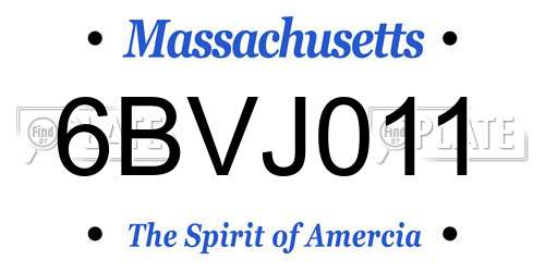 6BVJ011 Massachusetts License Plate