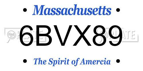 6BVX89 Massachusetts License Plate