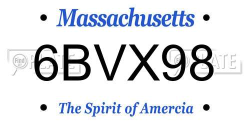 6BVX98 Massachusetts License Plate