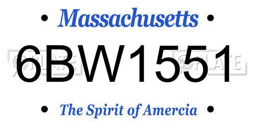 6BW1551 Massachusetts License Plate