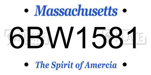6BW1581 Massachusetts License Plate