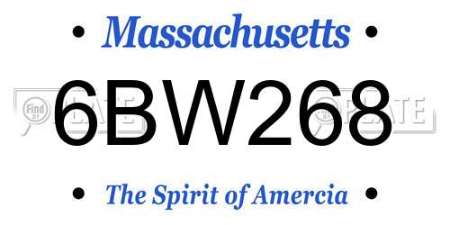 6BW268 Massachusetts License Plate
