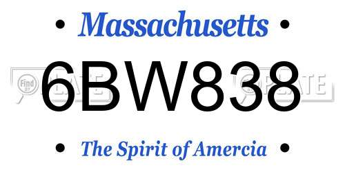 6BW838 Massachusetts License Plate