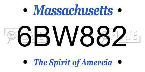 6BW882 Massachusetts License Plate