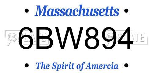 6BW894 Massachusetts License Plate