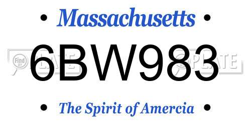 6BW983 Massachusetts License Plate