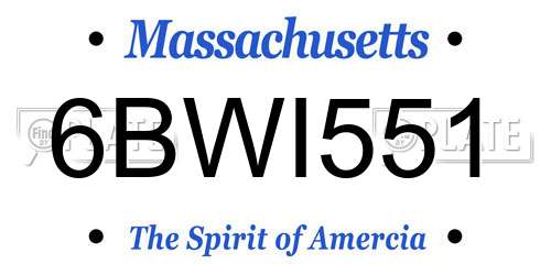 6BWI551 Massachusetts License Plate