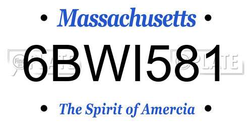6BWI581 Massachusetts License Plate