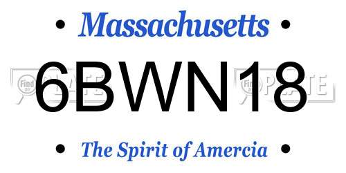 6BWN18 Massachusetts License Plate