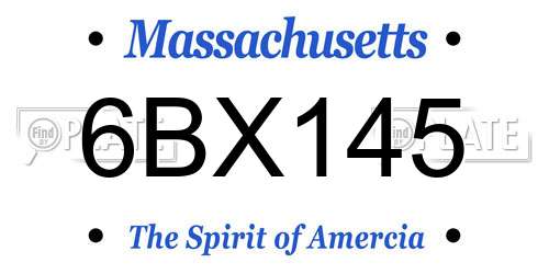 6BX145 Massachusetts License Plate