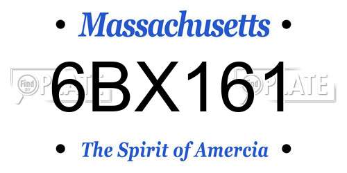 6BX161 Massachusetts License Plate