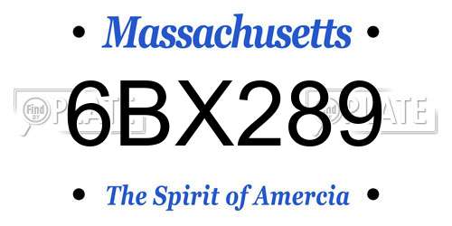 6BX289 Massachusetts License Plate