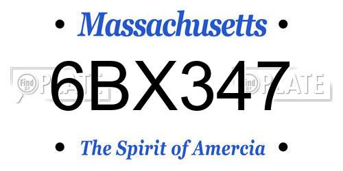 6BX347 Massachusetts License Plate
