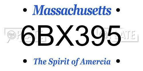 6BX395 Massachusetts License Plate