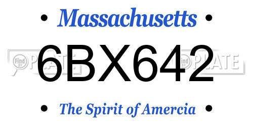 6BX642 Massachusetts License Plate