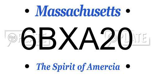 6BXA20 Massachusetts License Plate