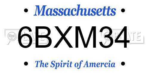 6BXM34 Massachusetts License Plate