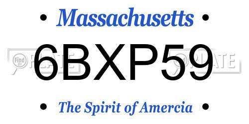 6BXP59 Massachusetts License Plate