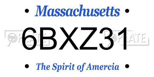 6BXZ31 Massachusetts License Plate