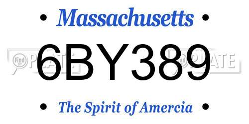 6BY389 Massachusetts License Plate