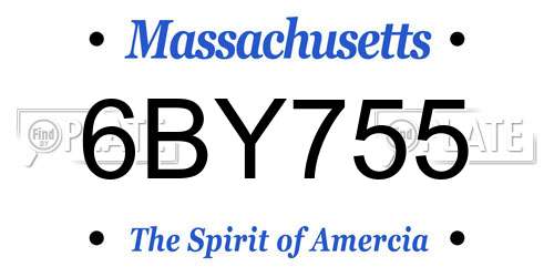 6BY755 Massachusetts License Plate