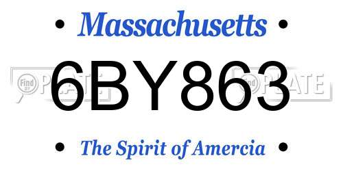 6BY863 Massachusetts License Plate