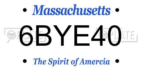 6BYE40 Massachusetts License Plate