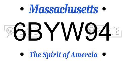 6BYW94 Massachusetts License Plate