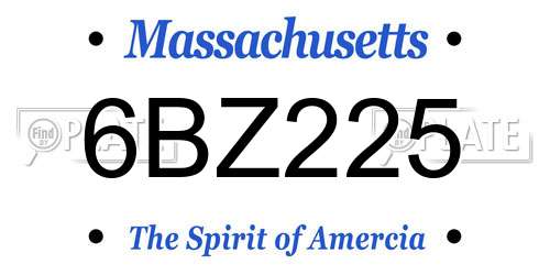 6BZ225 Massachusetts License Plate
