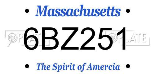 6BZ251 Massachusetts License Plate