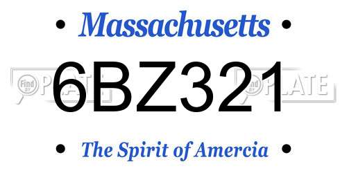6BZ321 Massachusetts License Plate