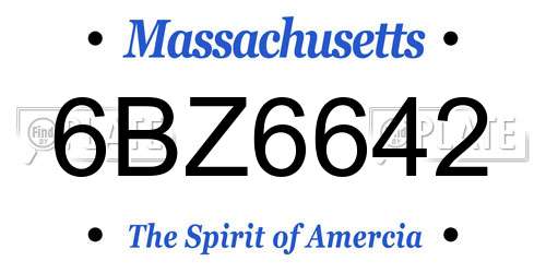 6BZ6642 Massachusetts License Plate
