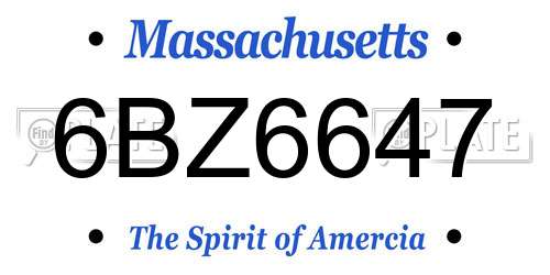 6BZ6647 Massachusetts License Plate