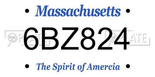 6BZ824 Massachusetts License Plate