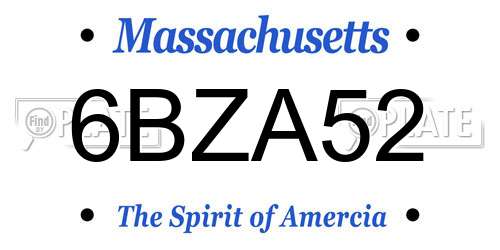 6BZA52 Massachusetts License Plate