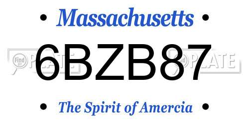 6BZB87 Massachusetts License Plate