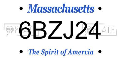 6BZJ24 Massachusetts License Plate