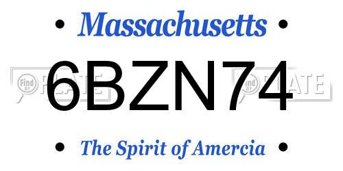 6BZN74 Massachusetts License Plate