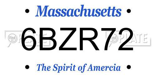 6BZR72 Massachusetts License Plate