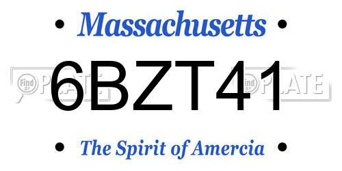 6BZT41 Massachusetts License Plate