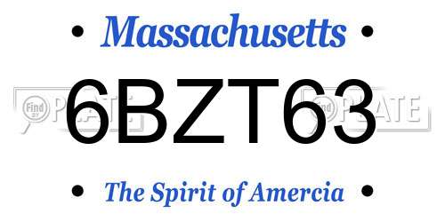 6BZT63 Massachusetts License Plate