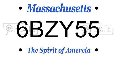 6BZY55 Massachusetts License Plate