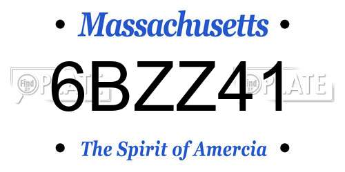 6BZZ41 Massachusetts License Plate